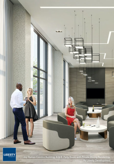 Joy Station Condos - Party Room Rendering by Liberty Development